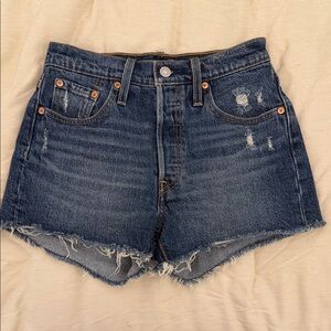 Levi's Blue Distressed Jean Shorts